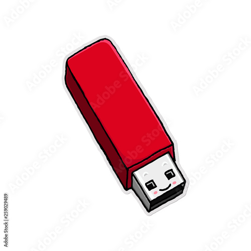 Cartoon flash disk, hand drawn, sticker