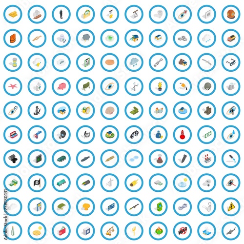 100 pain icons set in isometric 3d style for any design vector illustration