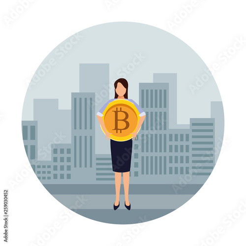 Businesswoman with bitcoin