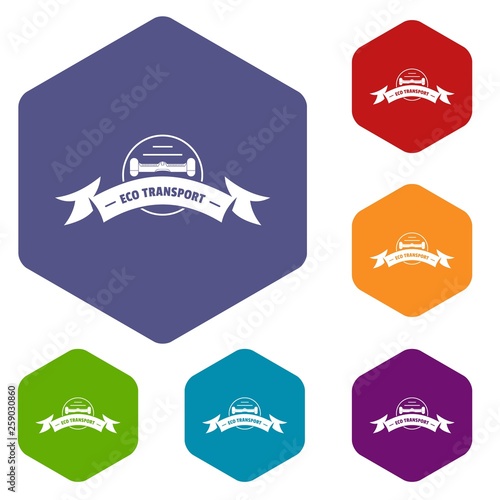 Eco gyro scooter icons vector colorful hexahedron set collection isolated on white 