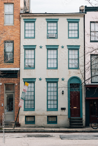 Row house in Ridgely's Delight, Baltimore, Maryland © jonbilous