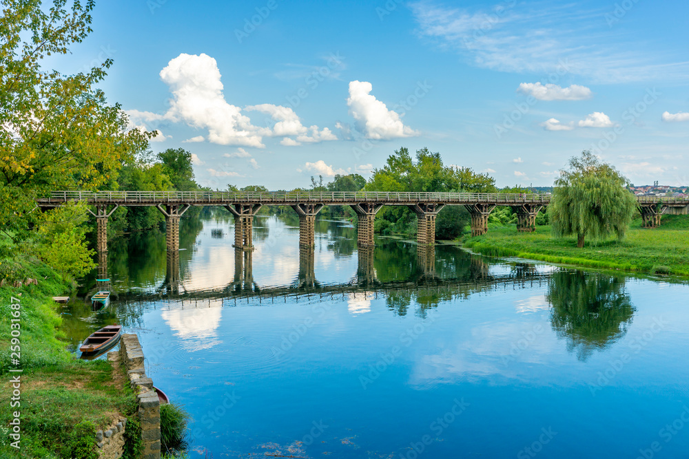 Fototapeta premium Wooden Bridge to Korana in Karlovac two
