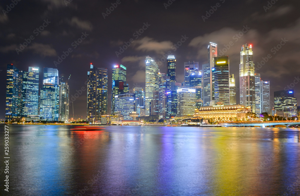 Illuminated  Singapore Downtown Core skyline