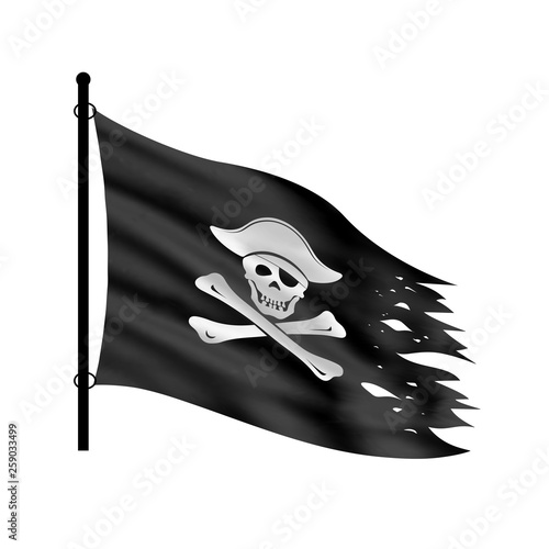 Black piracy flag on a white background.