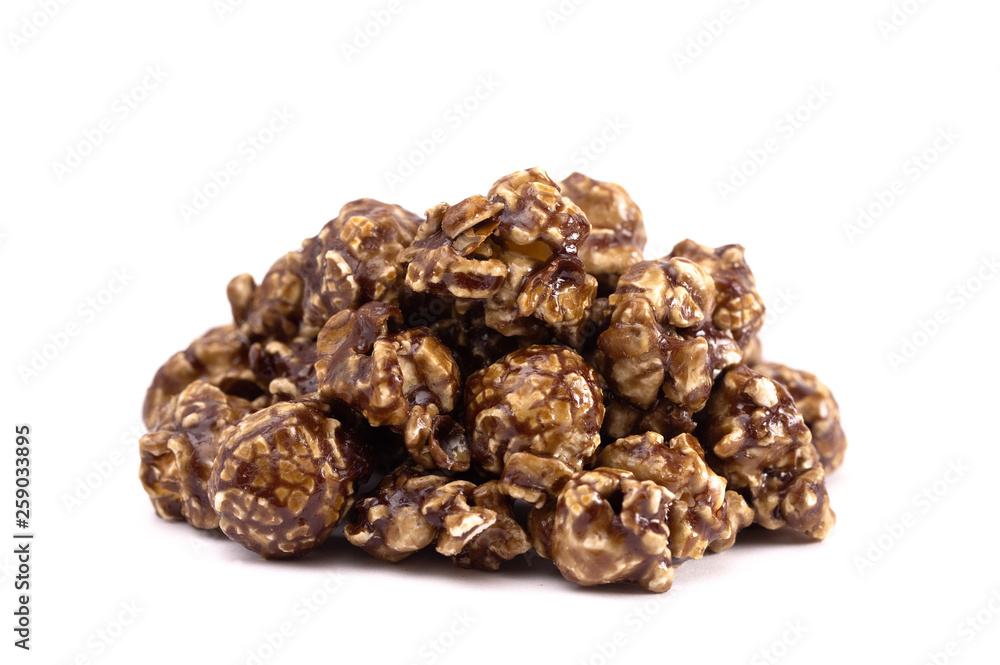 Pile of Coffee Flavored Candy Coated Popcorn on a White Background Pile of Coffee Flavored Candy Coated Popcorn on a White Background