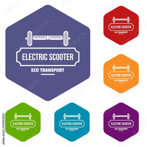 Device gyro scooter icons vector colorful hexahedron set collection isolated on white 