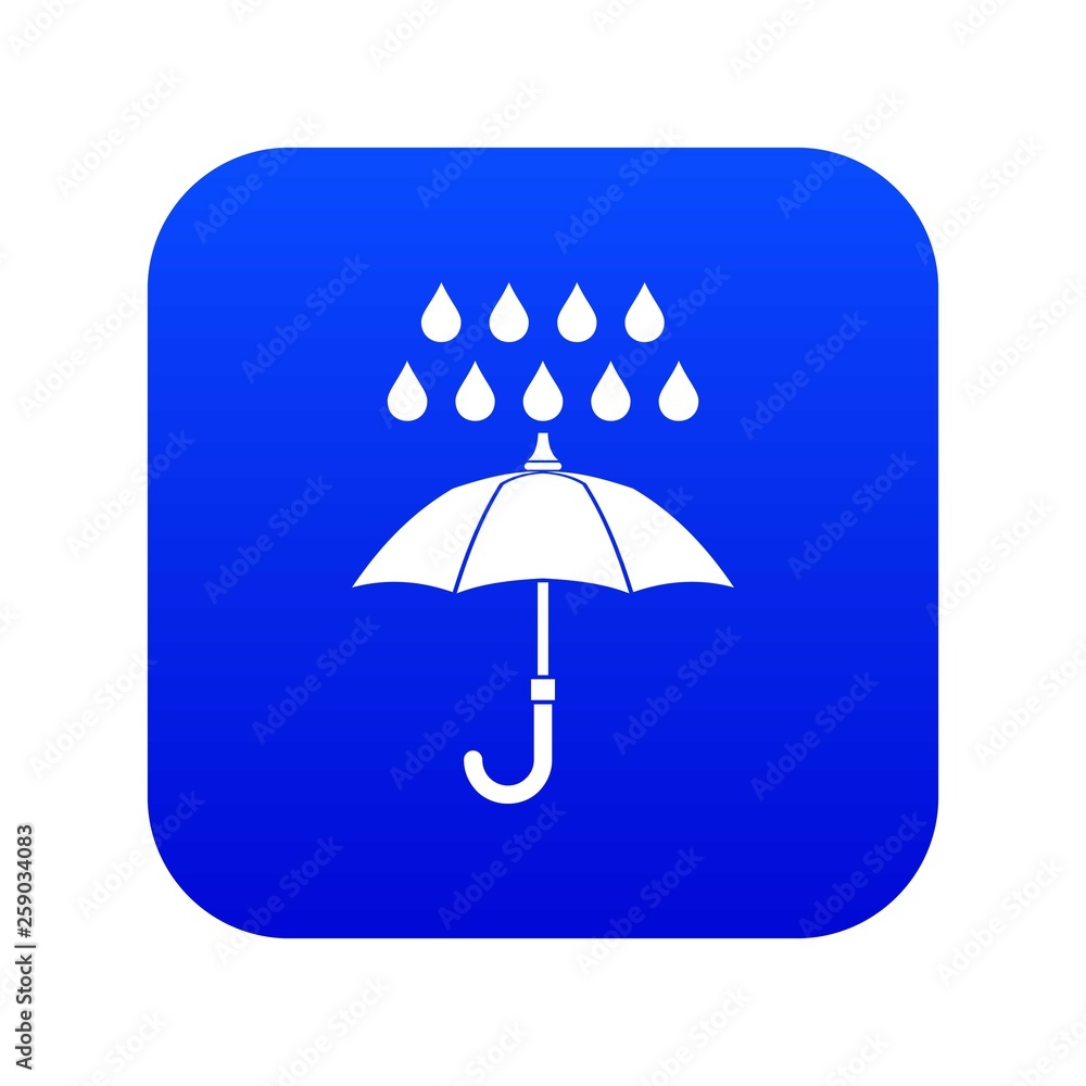 Umbrella and rain icon digital blue for any design isolated on white vector illustration Umbrella and rain icon digital blue for any design isolated on white vector illustration