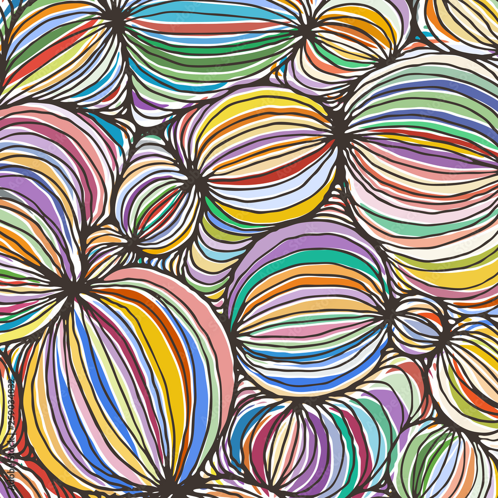 Vector doodle outline abstract ornamental ball stripe background Vector doodle outline abstract ornamental ball stripe background
