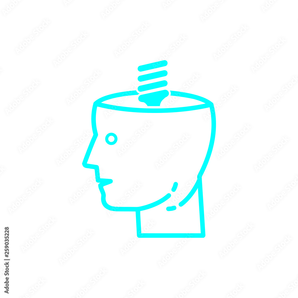 idea, bulb, light, energy bulb, head, thinking, creative business idea cyan color icon idea, bulb, light, energy bulb, head, thinking, creative business idea cyan color icon