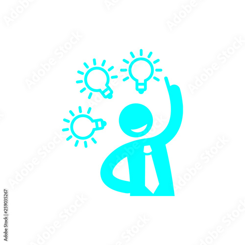 idea, bulb, light, energy bulb, head, thinking, creative business idea cyan color icon