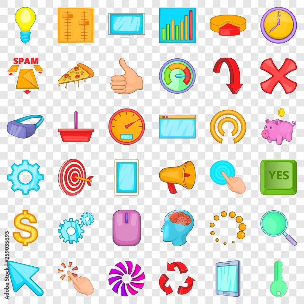 Work vacation icons set. Cartoon style of 36 work vacation vector icons for web for any design