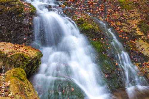 Waterfall in a forest at autumn season. The Mala Fatra National Park  Slovakia  Europe.
