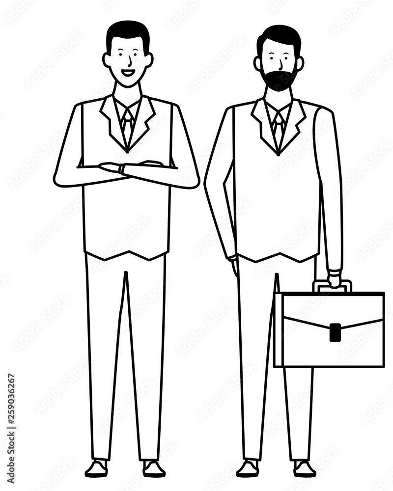 businessmen avatar cartoon character black and white businessmen avatar cartoon character black and white