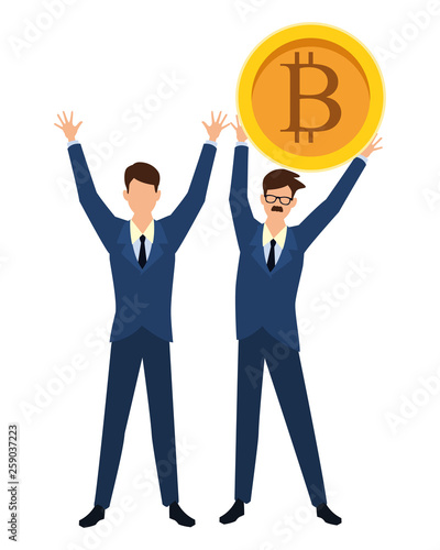Business people with bitcoins