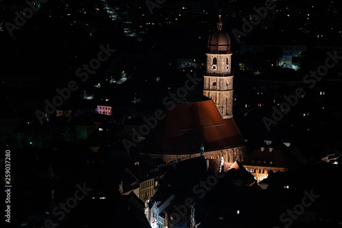 Small German city at night - Amberg, Bavaria photo