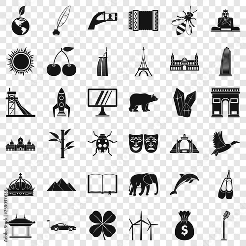 Different world icons set. Simple style of 36 different world vector icons for web for any design