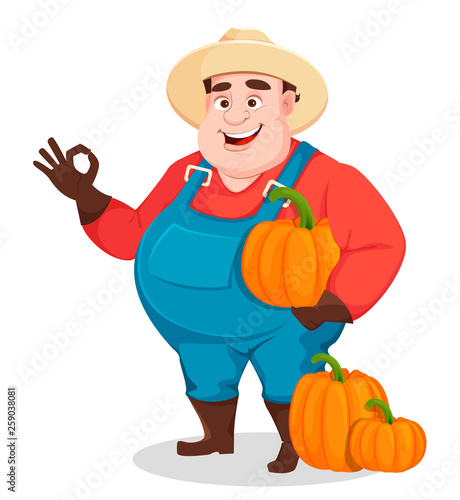 Fat farmer, agronomist. Funny gardener © vectorkif