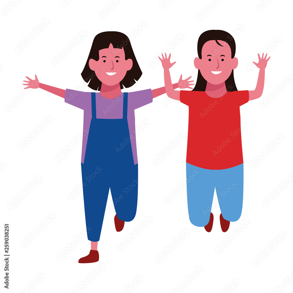 Two kids smiling cartoons Two kids smiling cartoons