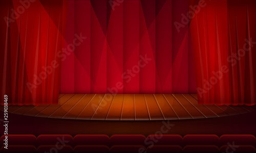 cartoon empty theatrical scene, vector illustration