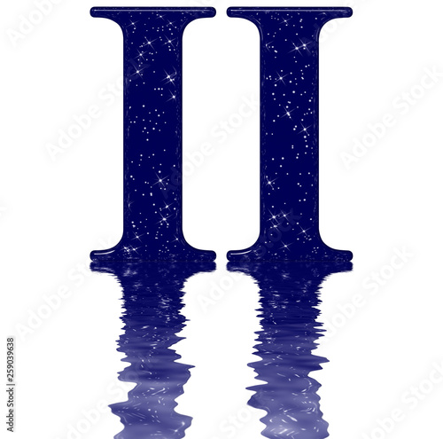 Canvas Print Roman numeral 2, two, star sky texture imitation, reflected on the water surface