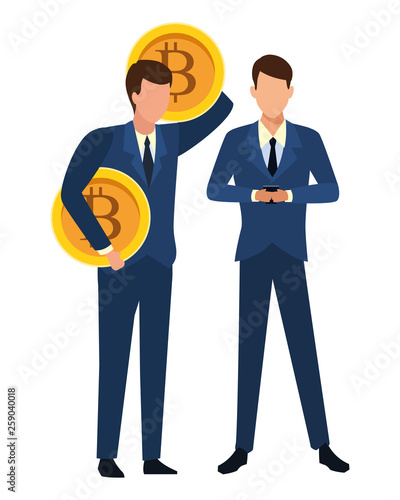 Business people with bitcoins