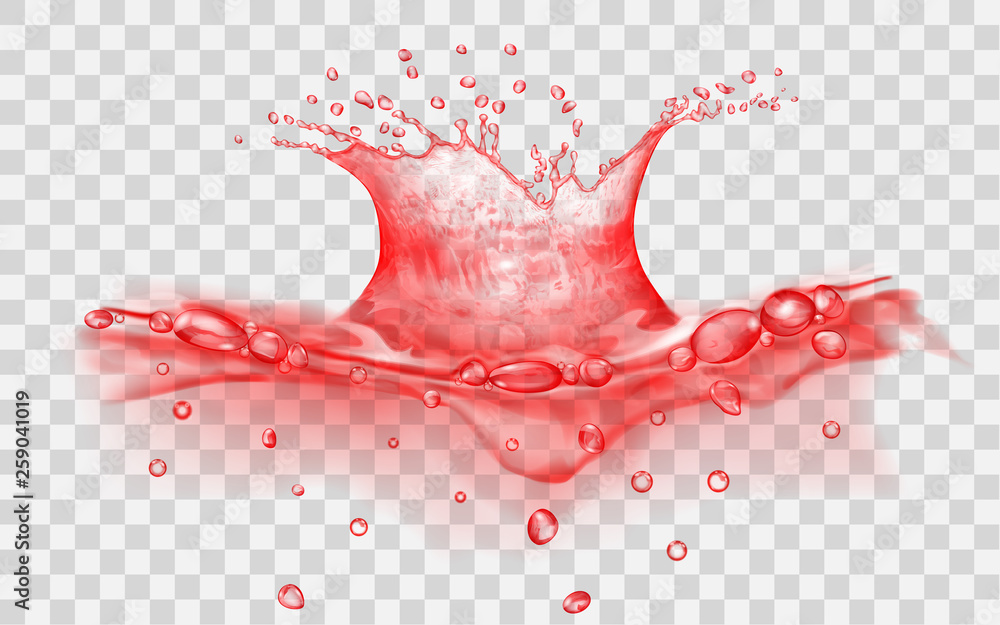 Translucent water surface with crown and drops from falling object ...