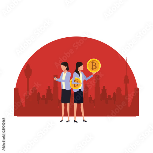 Business people with bitcoins