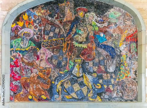 mosaic on a wall