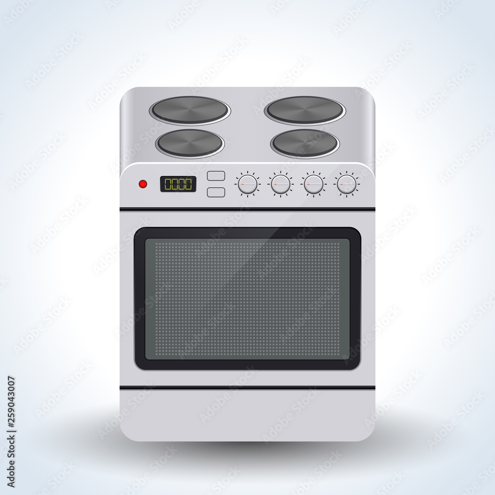 Obraz premium Realistic home electric oven vector icon