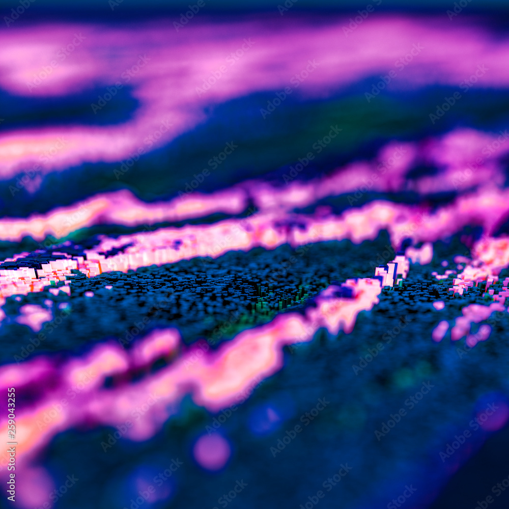 Obraz premium Abstract blue and glowing purple background