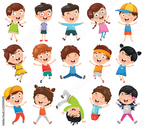 Vector Illustration Of Cartoon Children