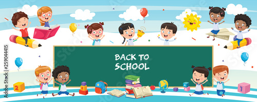 Vector Illustration Of Cartoon Children