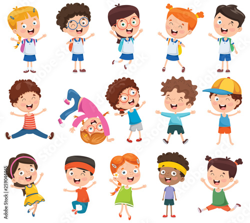 Vector Illustration Of Cartoon Children