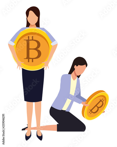 Business people with bitcoins