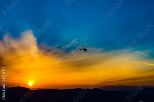 Sunset with Helicopter