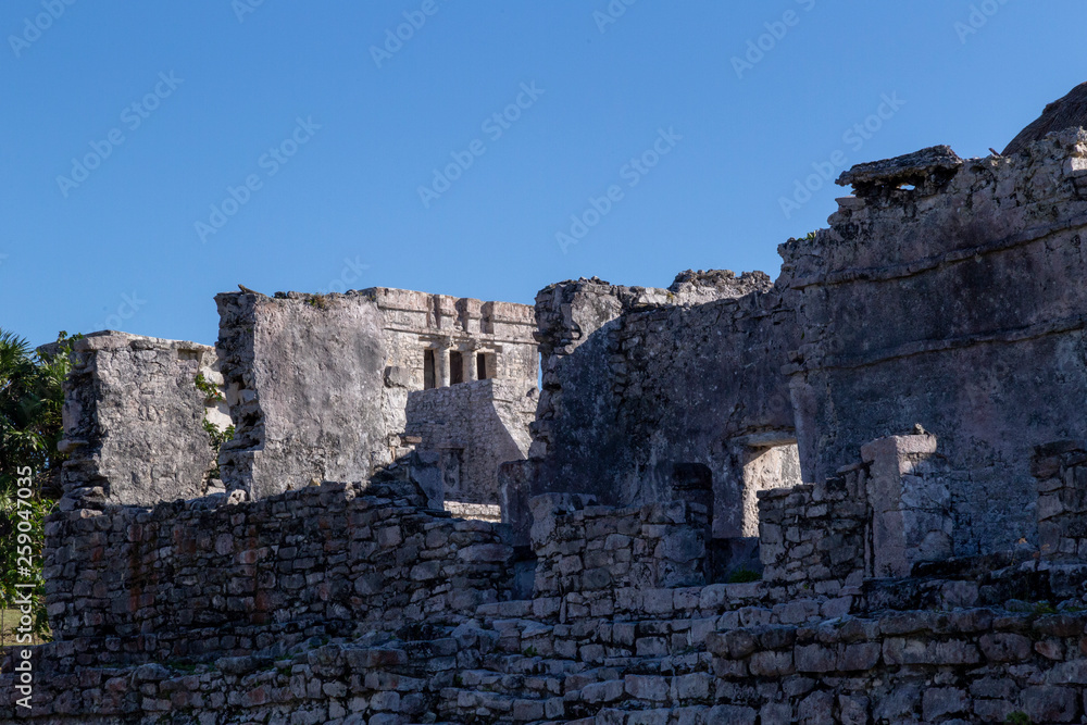 Tulum. Mexico. Maya temple ruins.