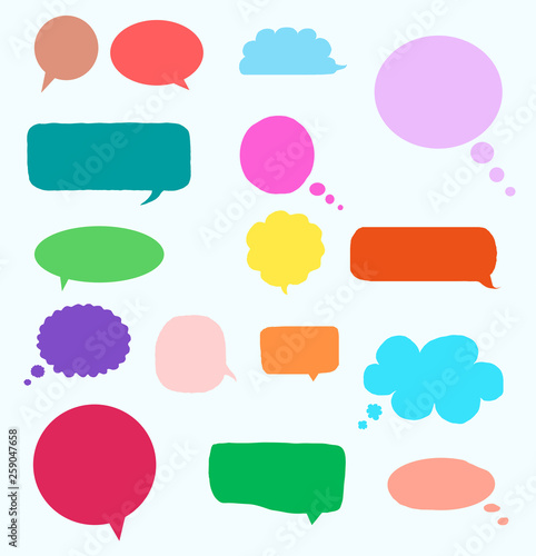Collection of colorful speech bubbles and dialog balloons