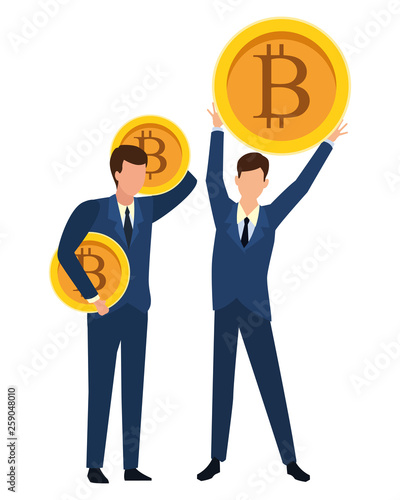Business people with bitcoins