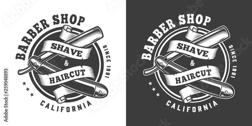 Vintage barbershop monochrome print
