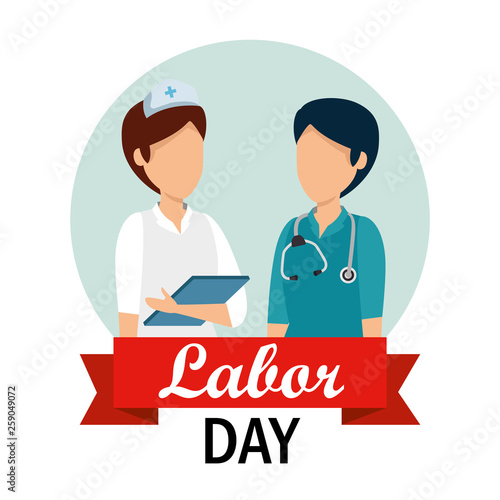 nurse with woman doctor to labor day
