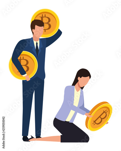 Business people with bitcoins