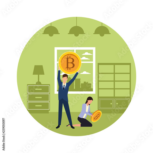 Business people with bitcoins