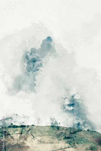 Digital abstract painting in cool tone for background