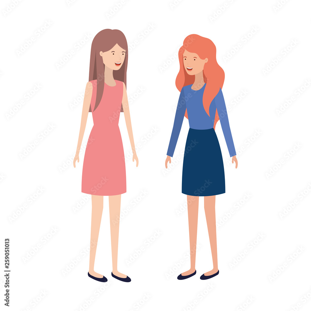 young women standing avatar character young women standing avatar character