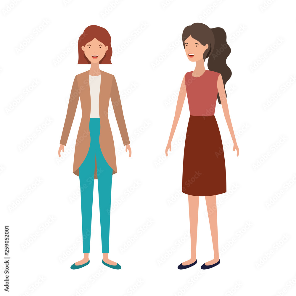 young women standing avatar character young women standing avatar character