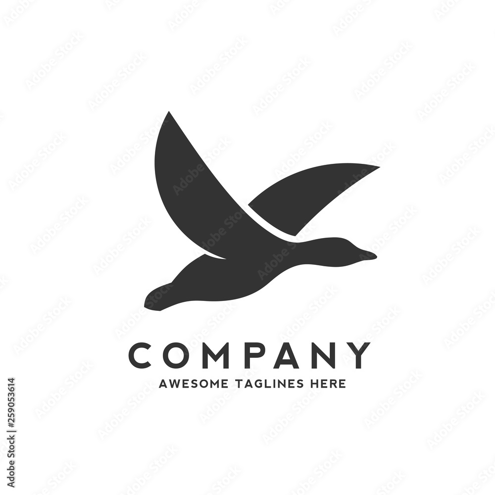 Naklejka premium creative duck flying silhouette vector illustration 