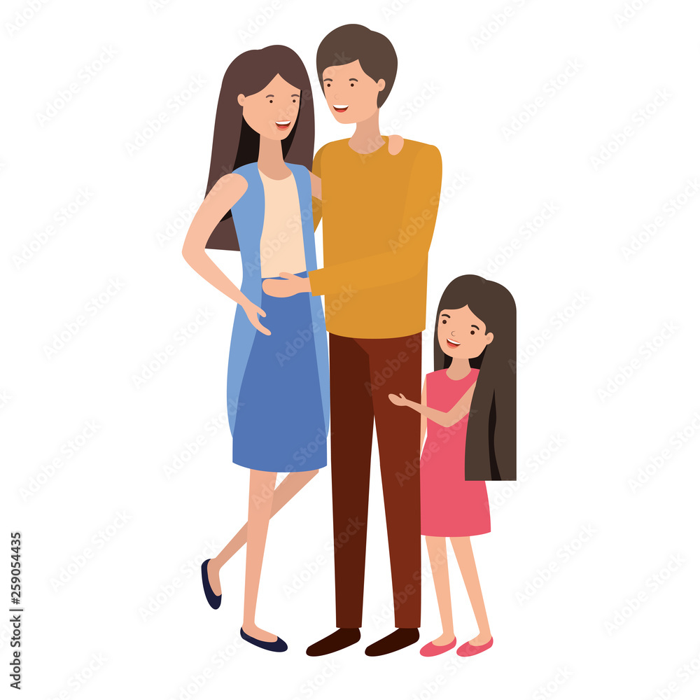 parents couple with daughter avatar