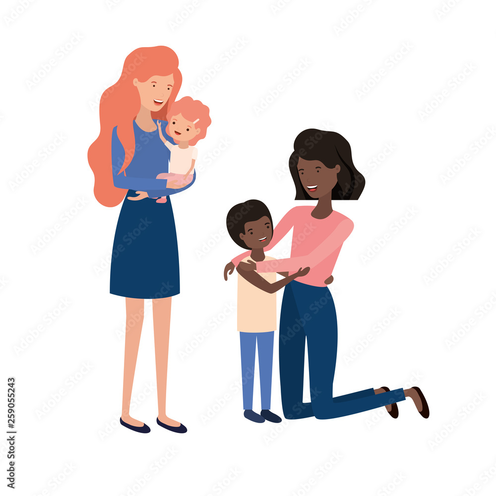 women with children avatar character women with children avatar character