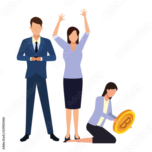 Business people with bitcoins