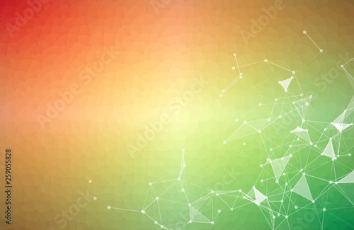 Abstract Colorful Polygonal Space Background with Connecting Dots and Lines. Geometric Polygonal background molecule and communication. Concept of science  chemistry  biology  medicine  technology.